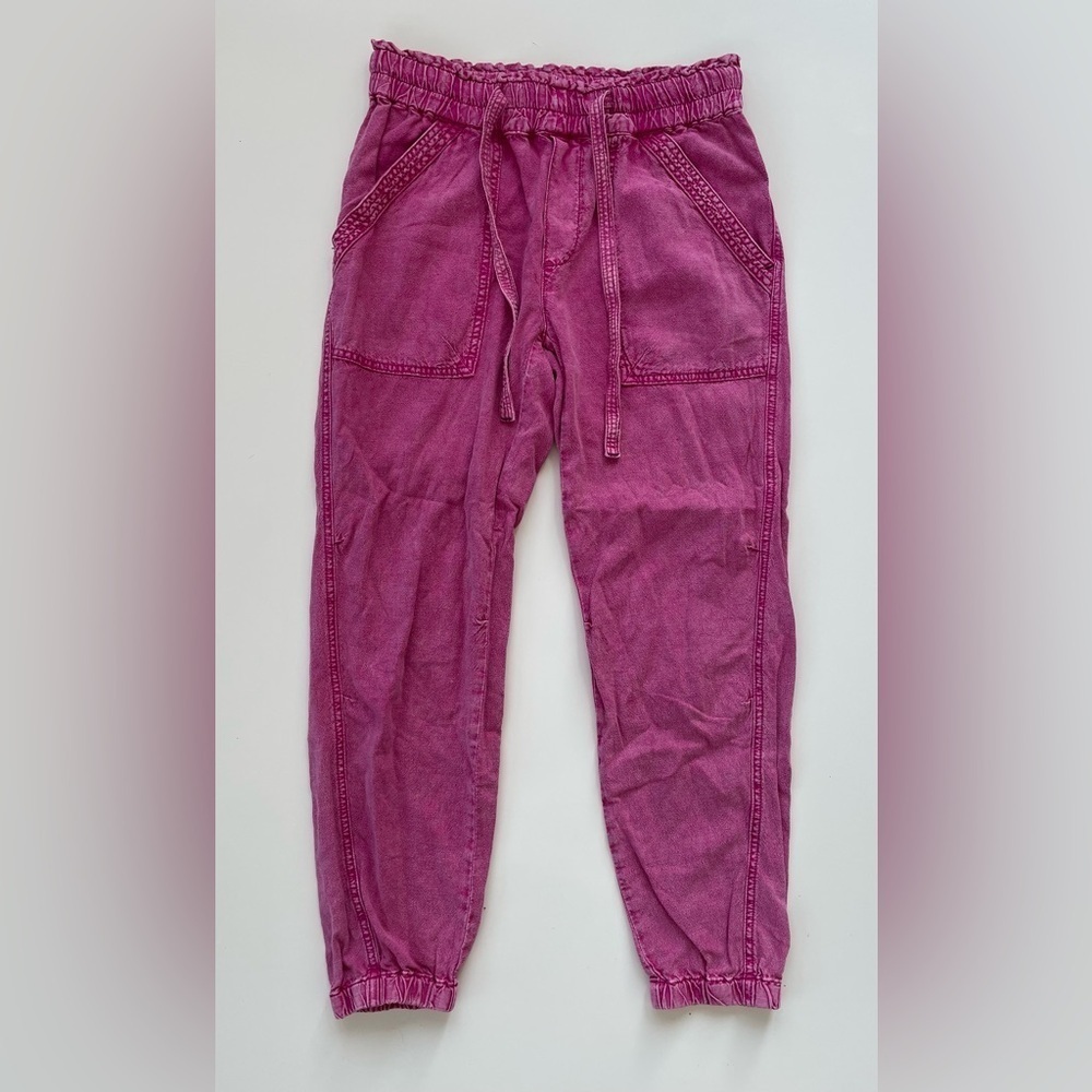 Anthropologie Women's Pink Rhys Utility Jogger LINEN Blend in Size XS